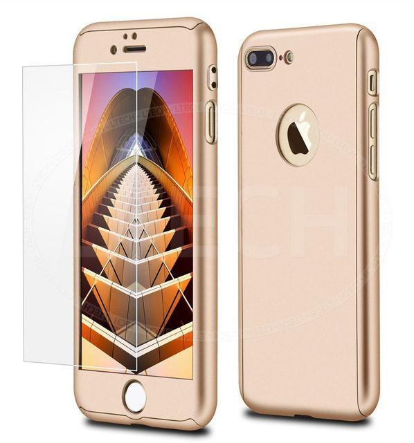 Husa Apple iPhone 7 Plus, FullBody Gold, acoperire completa 360 grade cu folie de sticla gratis - foto 1 - id-p90090573