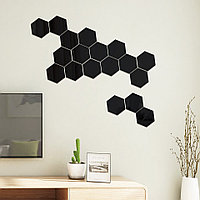 Set Oglinzi Acrilice Design Hexagon - Oglinzi Decorative M Size Black Luxury Home 12 bucati/set