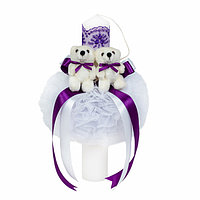 Lumanare botez 2 ursuleti, decor MOV, Denikos® 526
