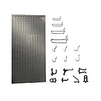 Panou perforat vertical din INOX, 500x1000 mm cu set 40 carlige metalice/plastic