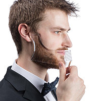 Set profesional pieptene / sablon transparent contur barba & mustata + Brici profesional pentru barbierit si
