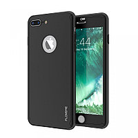 Husa Apple iPhone 7 Plus, FullBody Black, acoperire completa 360 grade cu folie de sticla gratis