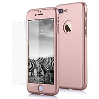 Husa Apple iPhone 7 Plus, FullBody Rose-Gold, acoperire completa 360 grade cu folie de sticla gratis