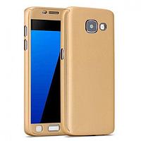 Husa Samsung Galaxy A7 2016, FullBody Gold, acoperire completa 360 grade cu folie de sticla gratis