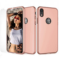 Husa Apple iPhone XS, FullBody Rose-Gold, acoperire completa 360 grade cu folie de sticla gratis