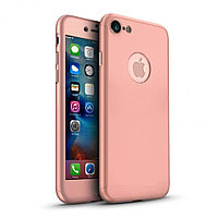 Husa Apple iPhone 7, FullBody Rose-Gold, acoperire completa 360 grade cu folie de sticla gratis