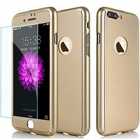 Husa Apple iPhone 7 Plus, FullBody Gold, acoperire completa 360 grade cu folie de sticla gratis