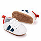 Adidasi albi cu dungi bleumarine si insertie portocalie (Marime Disponibila: 3-6 luni (Marimea 18 - foto 1 - id-p95848740