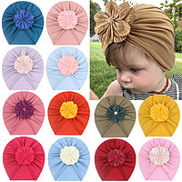 Caciulita tip turban - Floricica (Marime Disponibila: 6-9 luni (Marimea 19 incaltaminte), Culoare: Verde)