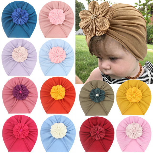 Caciulita tip turban - Floricica (Marime Disponibila: 6-9 luni (Marimea 19 incaltaminte), Culoare: Bleu) - foto 1 - id-p95848111