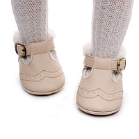 Pantofiori crem imblaniti pentru fetite - Lilly (Marime Disponibila: 9-12 luni (Marimea 20 incaltaminte))