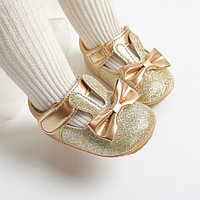 Pantofiori aurii pentru fetite - Glitter bunny (Marime Disponibila: 6-9 luni (Marimea 19 incaltaminte))