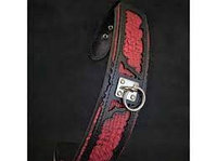 Zgarda Caini Bestia Red Dragon, Piele Naturala, Negru-Doberman