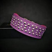 Zgarda Caini Bestia Crystal, Piele Naturala, Violet/Roz-Labrador
