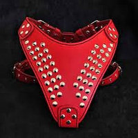 Bestia Ham Caini Star, Piele Naturala, Rosu/Negru