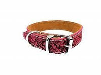 Exotic-K Zgarda din Piele pentru Caini Naturala BUFFO Roz-30mm x 55cm