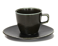 CULINARO ANTIQUE-BLACK Ceasca cu farfurioara din portelan 220ml (TR0010-200-B)