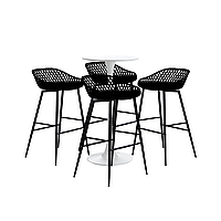RAKI Set mobilier tip bar pentru mic dejun masa alba 60x101cm cu 4 scaune TOYAMA negre 48x47x95cm