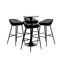 RAKI Set mobilier tip bar pentru mic dejun masa neagra 60x101cm cu 4 scaune TOYAMA negre 48x47x95cm