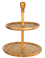 RAKI Platou rotund din bambus cu 2 etaje D25cm si D30cm