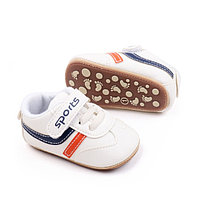 Adidasi bebelusi, albi cu detalii albastre si portocalii (Marime Disponibila: 9-12 luni (Marimea 20