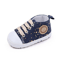 Tenisi pentru bebelusi, denim cu stelute aurii (Marime Disponibila: 9-12 luni (Marimea 20 incaltaminte))