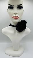 Colier Chocker, Floare Si Snur, Negru