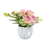 Aranjament Cu Trandafiri, Roz, Plastic, 20Cm - Roz, Plastic, 20cm
