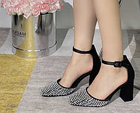 Pantofi Toc, Strasuri, Negru