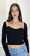 Bluza Dama Neagra Decoltata Cu Lant