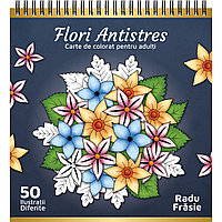 Carte de colorat pentru adulti, Flori Antistres, 50 Mandale Antistres cu Flori, 106 pagini, 2020