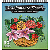 Carte de colorat pentru adulti, Aranjamente Florale, 30 Mandale Antistres cu Flori, 2022, 66 pagini