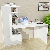 Birou Domingos cu 2 usi rafturi, Alb, 150 x 140 x 62 cm
