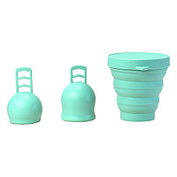 Set 2 cupe menstruale Tsuki Rhea A si B + cupa sterilizanta cu capac