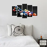 Tablou MDF ( 5 buc ) Biliard, Multicolor, 60x110 cm