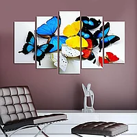 Tablou MDF ( 5 buc ) Fluturasi, Multicolor, 60x110 cm