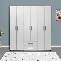 Dulap Haine Adore White, 6 usi, 2 sertare, Alb, 206 x 213 x 52 cm