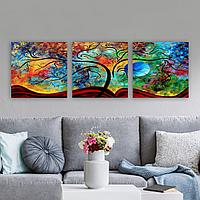 Tablou pânză Sky Colorat, Multicolor, 30x90 cm, 3 bucăți