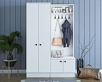 Cuier cu pantofar Belhanda cu 4 usi, Alb, 120 x 183 x 37 cm