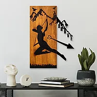 Decoratiune de perete lemn Brave, Nuc, 41.5x58x3 cm