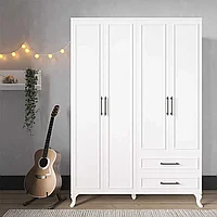 Dulap Haine Adore Country, 4 usi cu 2 sertare, Alb, 137 x 199 x 51 cm