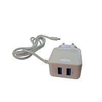 Incarcator Telefon , Tableta Cu MicroUSB si 2 Porturi USB Extra - 1 A & 2.1 A , Alb