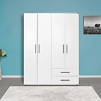 Dulap Haine Adore White, 4 usi si 2 sertare, Alb, 137 x 187 x 52 cm