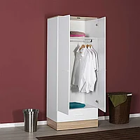 Dulap Haine Adore Base, 2 usi cu sertar si umeras, Alb, 80 x 198 x 52 cm
