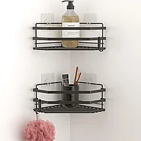 Organizator de baie ST277H, Negru, 10x20x27 cm