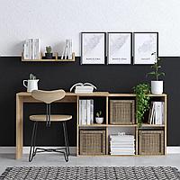 Birou Multifunctional Blake cu Rafturi, Stejar, 145 x 74 x 45 cm