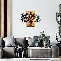 Decoratiune de perete lemn Copacul Familia, Negru, 72 x 58 x 3 cm