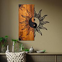 Decoratiune de perete lemn Yin Yang, Nuc, 50x58x3 cm