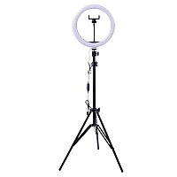 Lampa circulara cu trepied elSales Wow Lights W-02 , diametru 26 cm , 96 LED-uri, telecomanda pe fir , alb