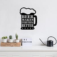 Decoratiune de perete Metal weiss beer, Negru, 45x1x35 cm